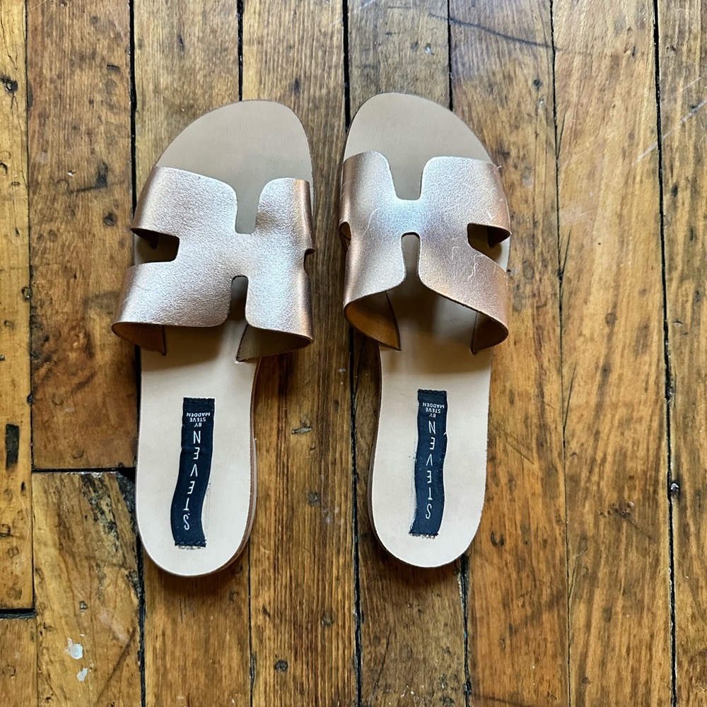 Steve Madden Greece Slides Rose Gold Size 7.5